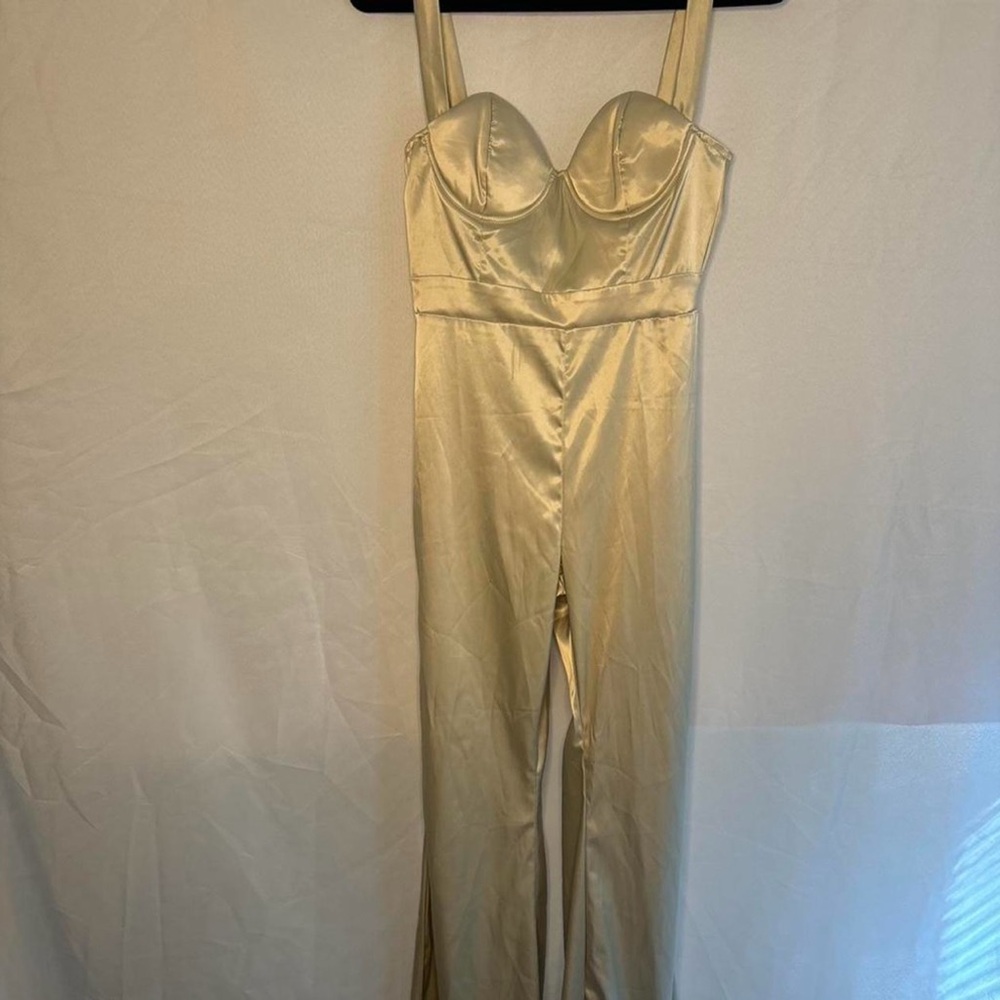 Elegant Gold Satin Women's Dress